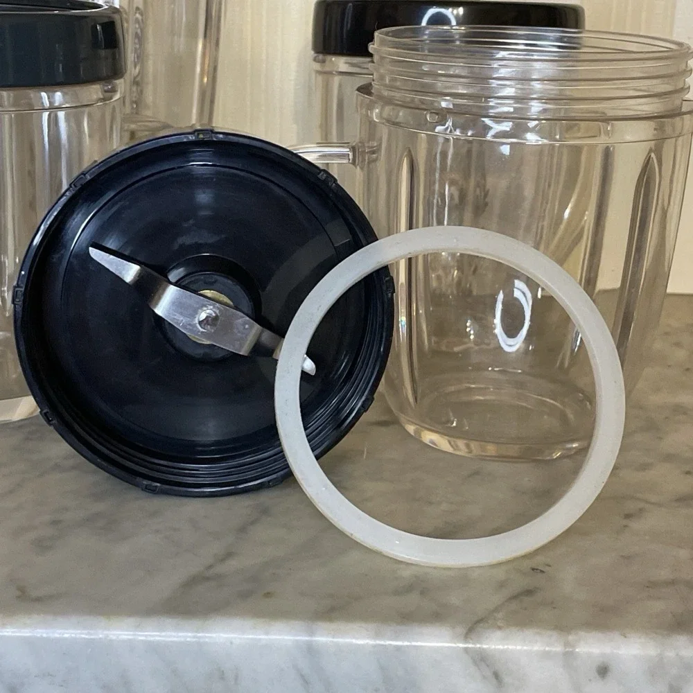 Magic Bullet Blending Handle Container Lid Assembly Lock Blade Green White Black